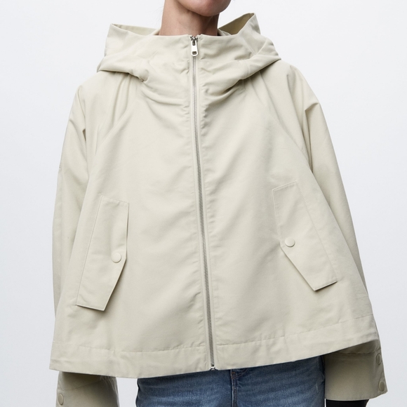 Zara Jackets & Blazers - Women’s Cream Hooded Zip Front Jacket